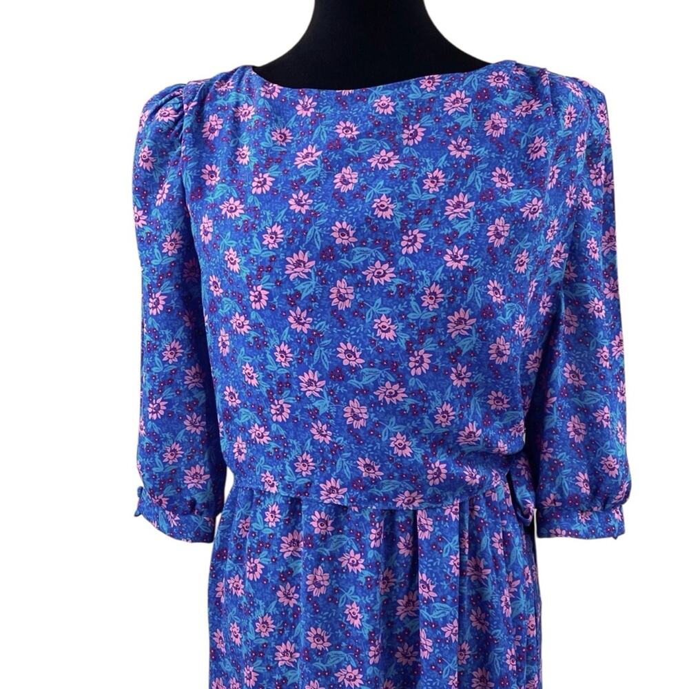 Vintage Calico Floral Midi Dress Size 10 Cottage Prairie Country Modest